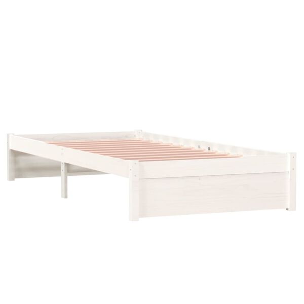 vidaXL Estrutura de cama solteiro 90x190 cm madeira maci&ccedil;a branco