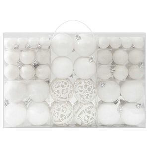 vidaXL Conjunto de bolas de natal 100 pcs branco