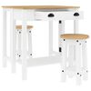 vidaXL 3 pcs conjunto de bar pinho maci&ccedil;o branco
