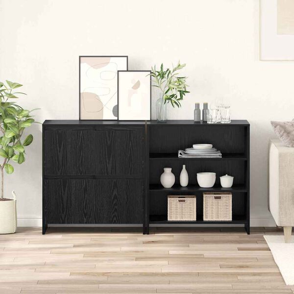 vidaXL Buffet 2 pcs Carvalho Preto 70 x 41 x 75 cm Madeira processada