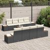 vidaXL Conjunto de Sof&aacute; de Jardim 9 pcs Preto Rattan Sint&eacute;tico
