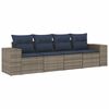 vidaXL Conjunto de sof&aacute; de jardim com 4 pe&ccedil;as e almofadas em rattan sint&eacute;tico cinza