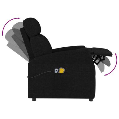 vidaXL Poltrona de massagens elétrica tecido preto