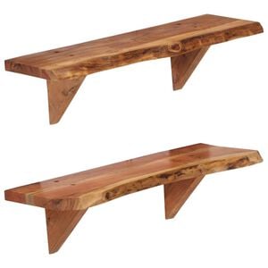 vidaXL Prateleiras de parede 2 pcs 60x20x18cm madeira de ac&aacute;cia maci&ccedil;a
