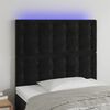 vidaXL Cabeceira cama c/ LED veludo 80x5x118/128 cm preto