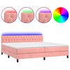 vidaXL Cama box spring c/ colch&atilde;o/LED 200x200 cm veludo rosa