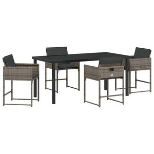 vidaXL Conjunto de Jantar para Jardim 5 pcs Cinzeto vime PE