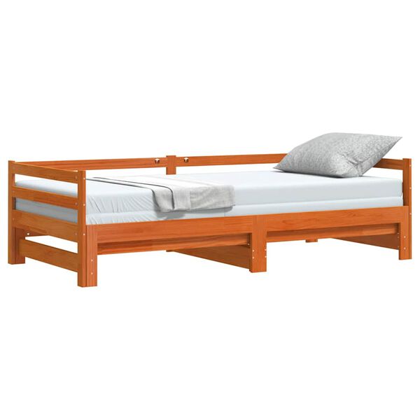 vidaXL Sof&aacute;-cama com gavet&atilde;o sem colch&otilde;es 90x190 cm castanho-mel
