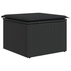 vidaXL Banco de jardim com almofada preto 55x55x37 cm vime sint&eacute;tico