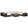 vidaXL 10 pcs conjunto lounge jardim c/ almofad&otilde;es vime PE castanho