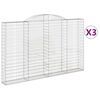 vidaXL Cestos gabi&atilde;o arqueados 3pcs 300x30x180/200cm ferro galvanizado