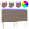 vidaXL Cabeceira cama c/ LED tecido 200x5x118/128 cm cinza-acastanhado