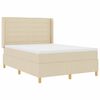 vidaXL Cama Box com colch&atilde;o com cabeceira Creme 160 x 200 cm tecido