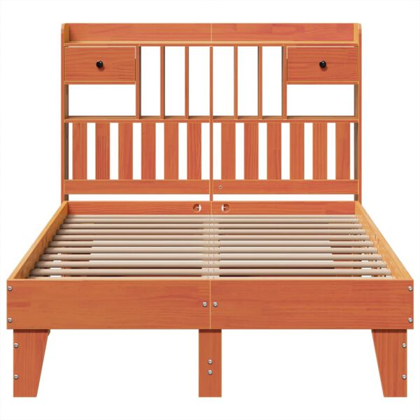 vidaXL Cama sem colch&atilde;o 135x190 cm madeira pinho maci&ccedil;a castanho-mel