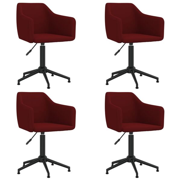 vidaXL Cadeiras de jantar girat&oacute;rias 4 pcs veludo vermelho tinto