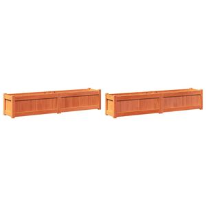 vidaXL Vasos/floreiras de jardim 2 pcs pinho maci&ccedil;o castanho cera