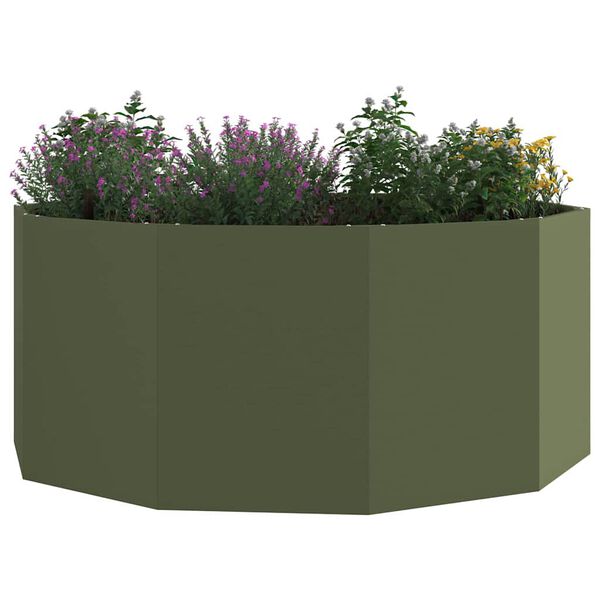 vidaXL Floreira Verde Oliva 120 x 120 x 50 cm A&ccedil;o