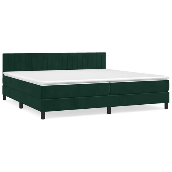 vidaXL Cama com molas/colch&atilde;o 200x200 cm veludo verde-escuro