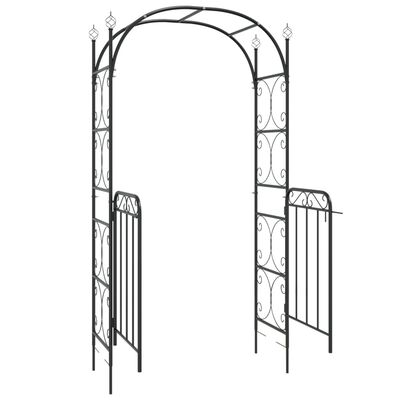 vidaXL Arco de jardim c/ portão 108x45x235 cm aço preto