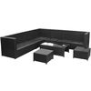 vidaXL 8 pcs conjunto lounge de jardim c/ almofad&otilde;es vime PE preto