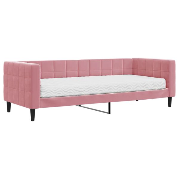 vidaXL Sofá-cama com colchão 80x200 cm veludo rosa