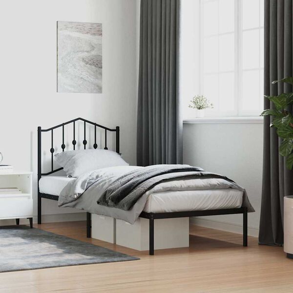vidaXL Estrutura de cama com cabeceira 90x200 cm metal preto