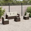 vidaXL 6 pcs conjunto de sof&aacute;s jardim c/ almofad&otilde;es vime PE castanho