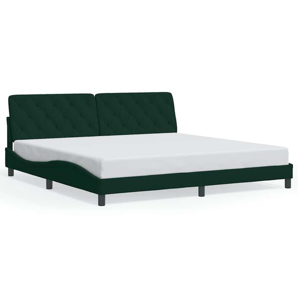 vidaXL Estrutura de cama sem colch&atilde;o 200x200 cm veludo verde-escuro