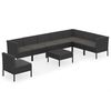 vidaXL 9 pcs conjunto lounge de jardim c/ almofad&otilde;es vime PE preto