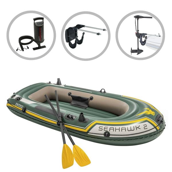 Intex Conjunto barco insufl&aacute;vel Seahawk 2 com motor corrico e suporte