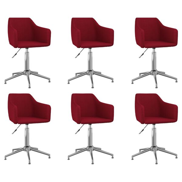 vidaXL Cadeiras de jantar girat&oacute;rias 6 pcs tecido vermelho tinto