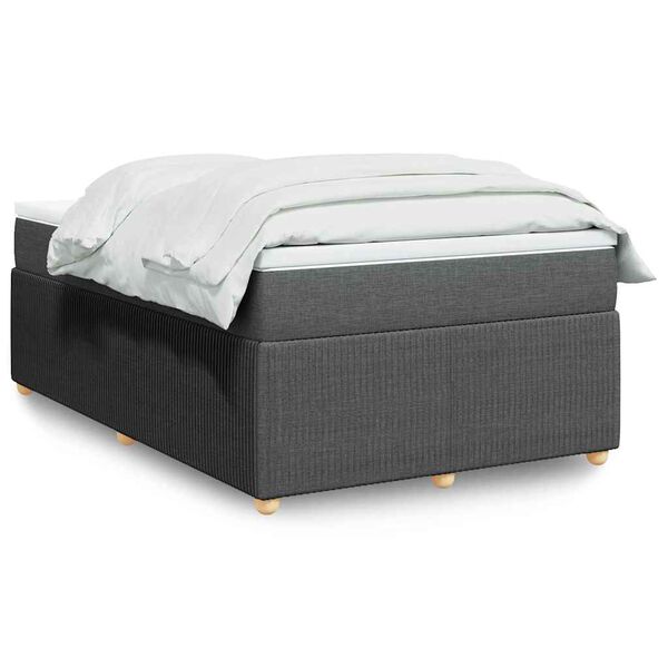 vidaXL Cama boxspring com colch&atilde;o 120x190 cm tecido cinzento-escuro