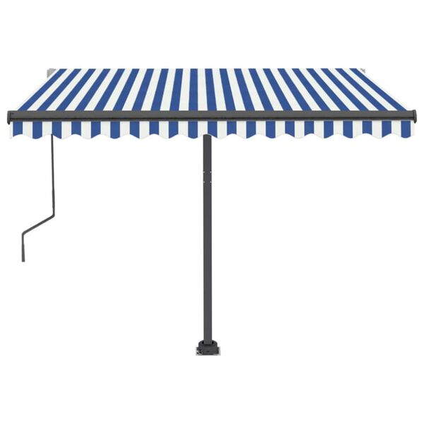 vidaXL Toldo automático independente 300x250 cm azul e branco