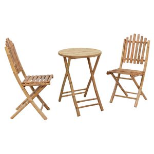 vidaXL Conjunto de Jantar de Jardim Dobr&aacute;vel 3 unid. Natural Bambu