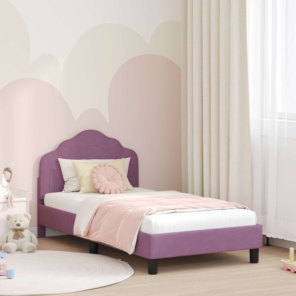 vidaXL Estrutura de Cama Infantil com Cabeceira Roxo 80 x 160 cm