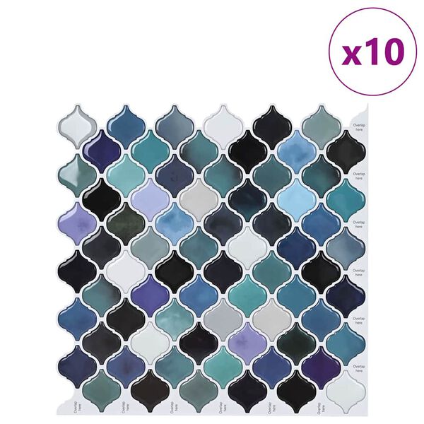 vidaXL Azulejo Lanturn 10 pcs Verde Azul 27 x 27 cm Poliuretano e PET