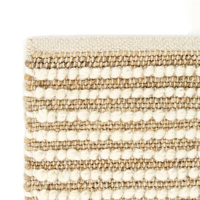 vidaXL Tapete 80x150 cm cânhamo lã natural/branco