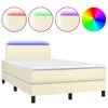 vidaXL Cama box spring c/ colch&atilde;o/LED 120x200cm couro artificial creme