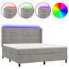vidaXL Cama box spring c/ colch&atilde;o/LED 180x200 cm veludo cinzento-claro