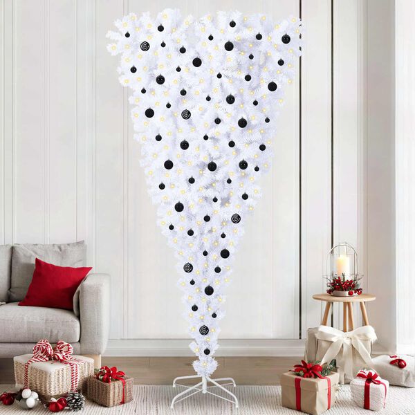 vidaXL &Aacute;rvore de Natal Artificial com 300 LEDs Branco 240 cm PVC e A&ccedil;o
