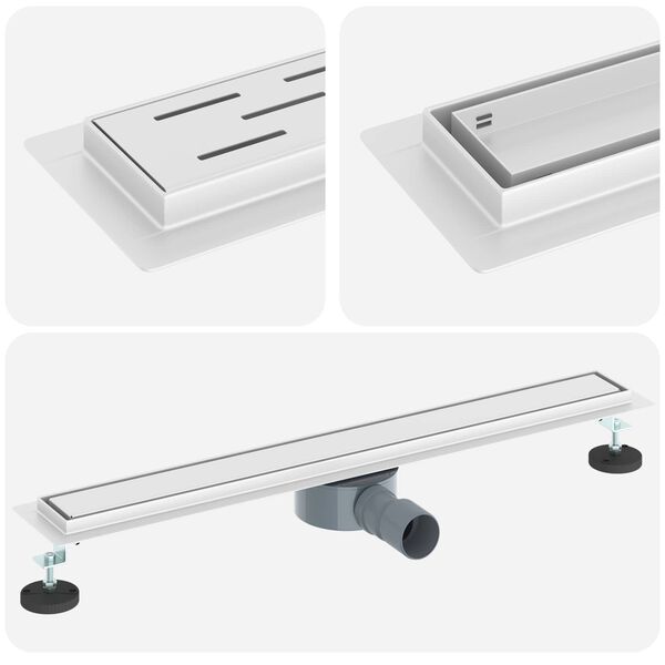 vidaXL Ralo de Chuveiro 2 em 1 com Sif&atilde;o 360&deg; Prateado 70 cm