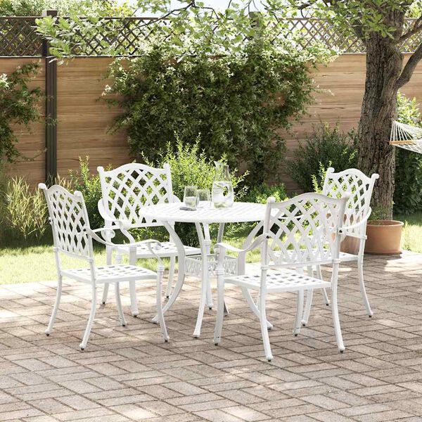 vidaXL Conjunto de Jantar para Jardim 5 pcs Branco Alum&iacute;nio