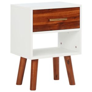 vidaXL Mesa de cabeceira em madeira de ac&aacute;cia maci&ccedil;a 40x30x57 cm
