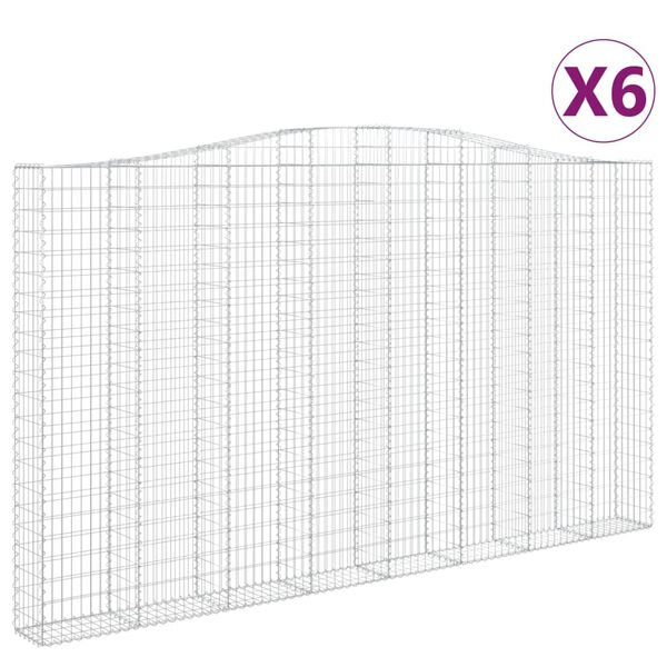 vidaXL Cestos gabi&atilde;o arqueados 6pcs 400x30x220/240cm ferro galvanizado