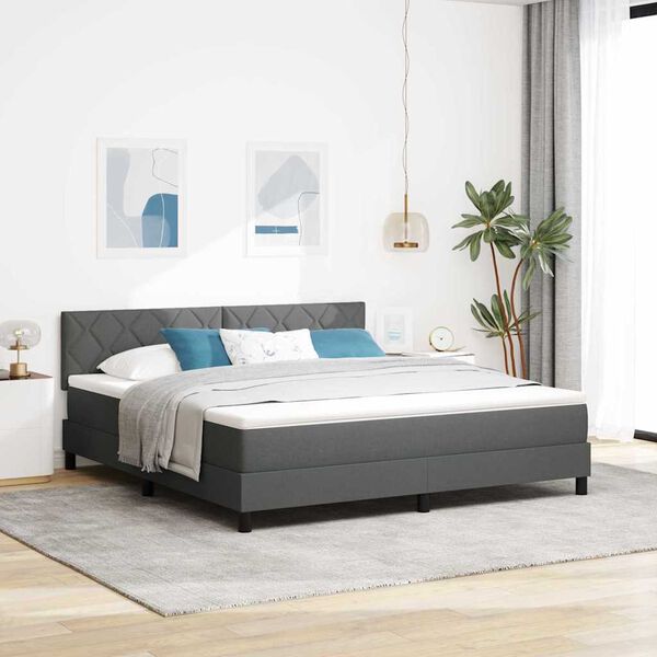 vidaXL Cama box spring com colch&atilde;o Cinza Escuro 180 x 200 cm tecido