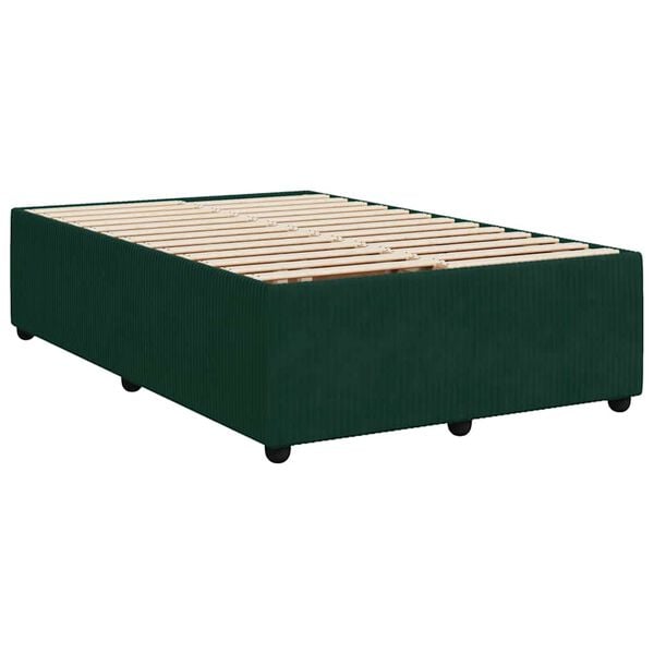 vidaXL Estrutura de cama sem colch&atilde;o 120x200 cm veludo verde-escuro