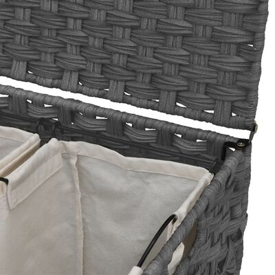 vidaXL Cesto para roupa suja com rodas 66x35x60 cm vime cinzento