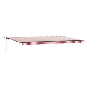 vidaXL Toldo retr&aacute;til Vermelho e Branco 600 &times; 300 cm Poli&eacute;ster