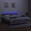 vidaXL Cama box spring c/ colch&atilde;o e LED 180x200 cm tecido cinza-claro
