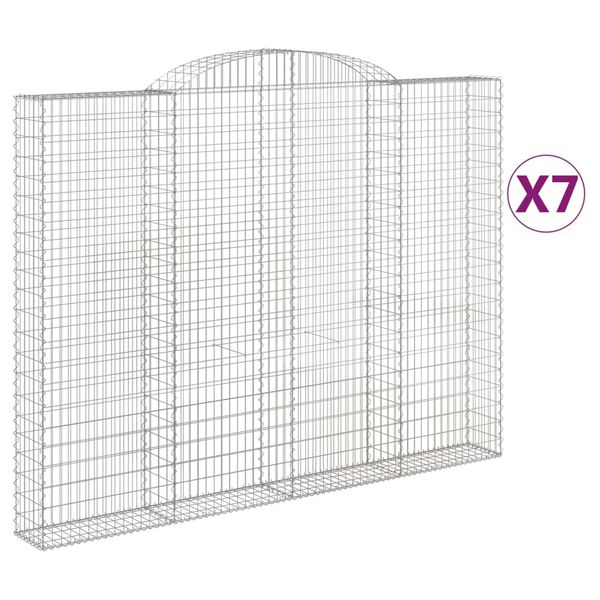 vidaXL Cestos gabi&atilde;o arqueados 7pcs 300x30x220/240cm ferro galvanizado